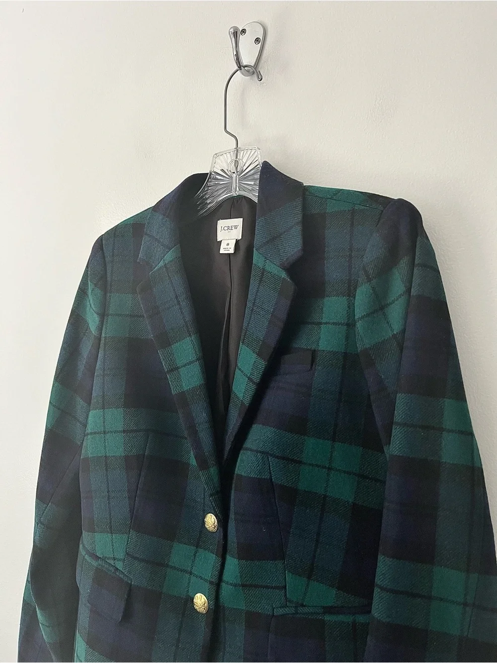 J Crew Factory Black Watch Wool Blend Schoolboy Blazer Tartan Preppy 8